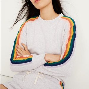 madewell rainbow inset crop sweatshirt